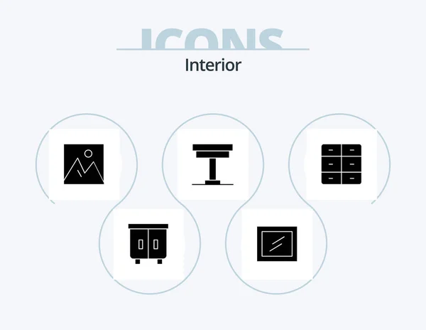 Interior Glyph Icon Pack Icon Design Decor Table Furniture Interior — Archivo Imágenes Vectoriales