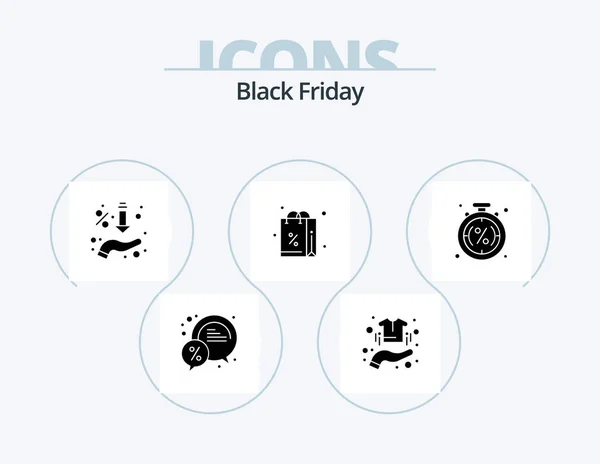 Black Friday Glyph Icon Pack Icon Design Purchases Discount Clothes — Stok Vektör