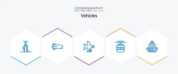 Vehicles Blue Icon Pack Including Vehicles Transport Vehicles Tram Take — Archivo Imágenes Vectoriales