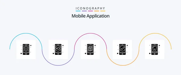 Mobile Application Glyph Icon Pack Including Dental Application Essential App — Διανυσματικό Αρχείο