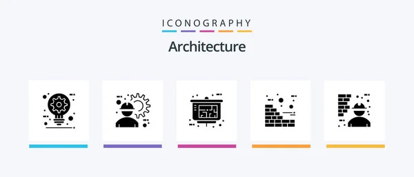 Architecture Glyph Icon Pack Including Architecture Construction Labour Bricks Property — Archivo Imágenes Vectoriales