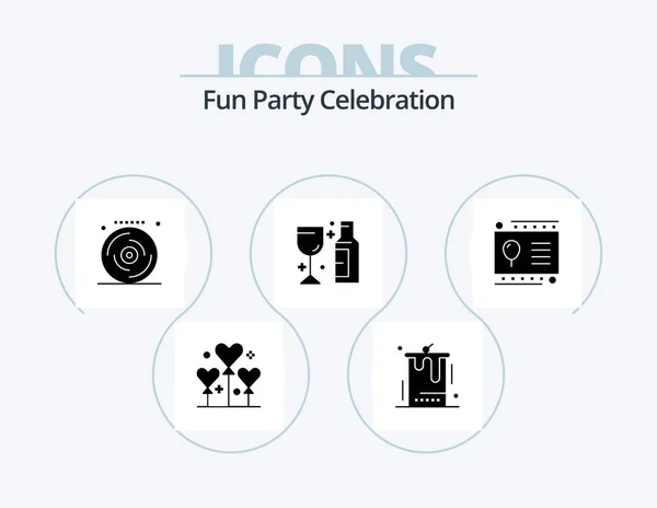 Party Glyph Icon Pack Icon Design Gift Card Party Wedding — Stockový vektor