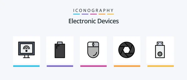 Devices Line Filled Icon Pack Including Storage Creative Icons Design — Wektor stockowy