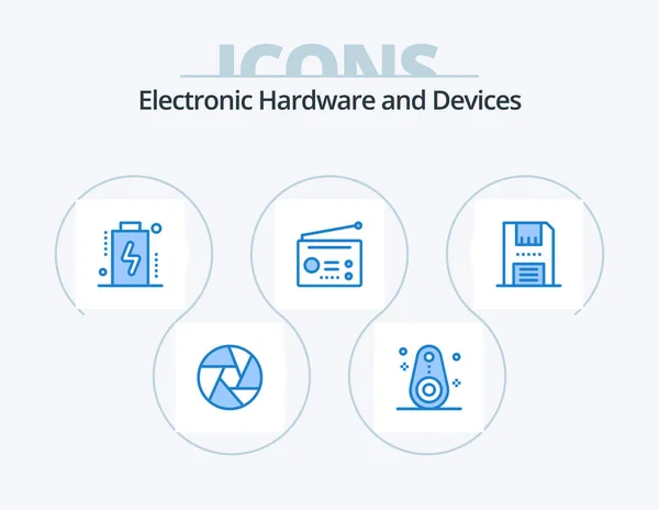 Devices Blue Icon Pack Icon Design Disc Technology Battery Radio — Vetor de Stock