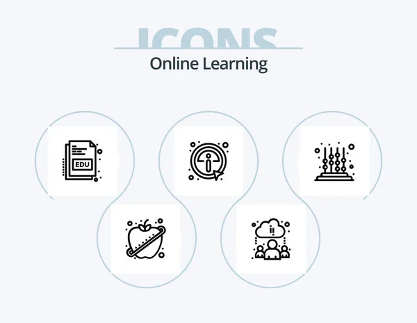 Online Learning Line Icon Pack Icon Design Cloud Learning File — Stok Vektör