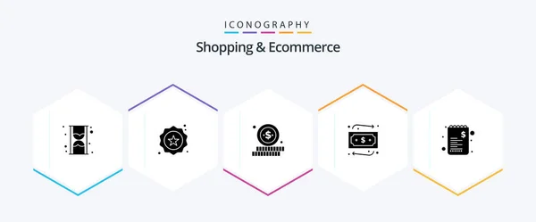 Shopping Ecommerce Glyph Icon Pack Including Shopping List Online Commerce — Vettoriale Stock