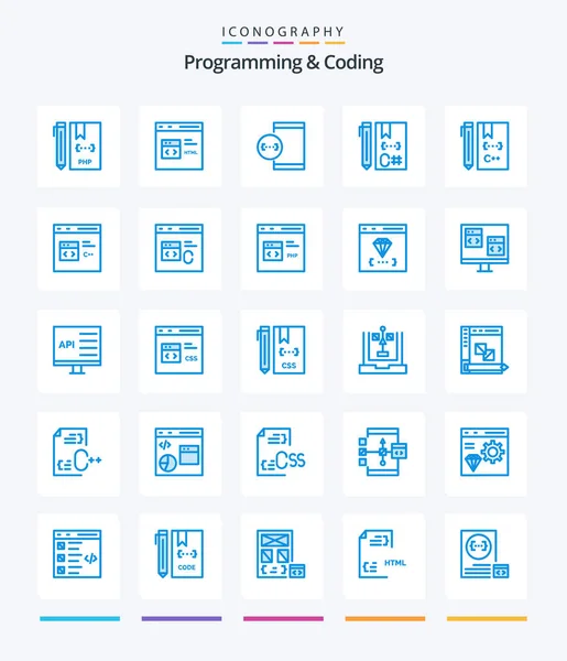 Creative Programming Coding Blue Icon Pack Coding Development Device Develop — Vector de stock