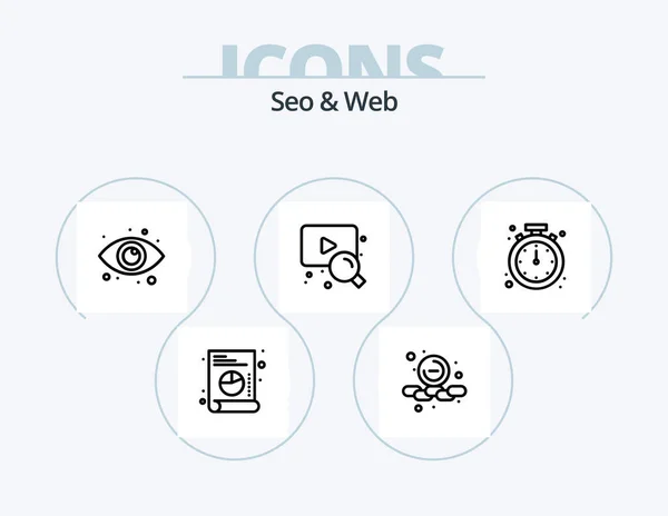 Seo Web Line Icon Pack Icon Design Star Web Online — Stock Vector