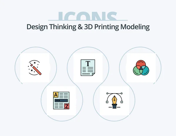 Design Thinking Printing Modeling Line Filled Icon Pack Icon Design — Vettoriale Stock