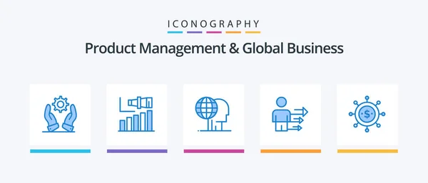 Product Managment Global Business Blue Icon Pack Including Modern Business — Stock vektor