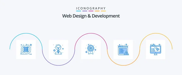 Web Design Development Blue Icon Pack Including Web Development Software — 图库矢量图片