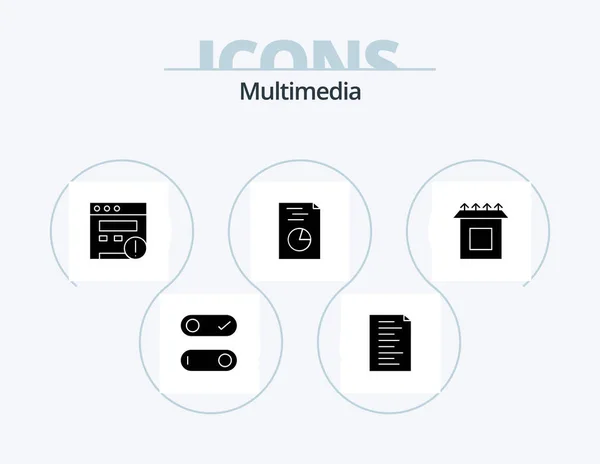 Multimedia Glyph Icon Pack Icon Design Website Setup Box — ストックベクタ