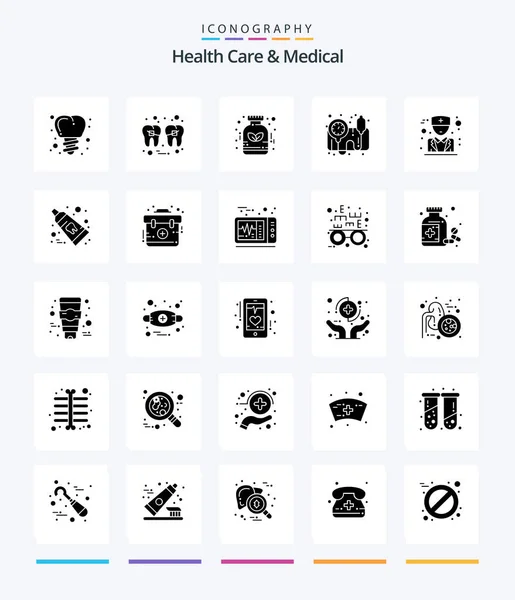 Creative Health Care Medical Glyph Solid Black Icon Pack Physician — Vettoriale Stock