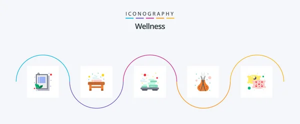 Wellness Flat Icon Pack Including Relax Sticks Relax Spa Incense — Vetor de Stock
