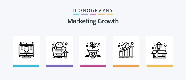 Marketing Growth Line Icon Pack Including Statistics Marketing Loss Growth — Vector de stock
