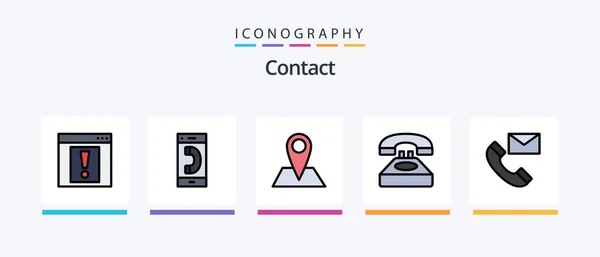 Contact Line Filled Icon Pack Including Phone Call Form Smart — Stockvector