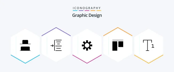 Design Glyph Icon Pack Including Gear Font — Stockový vektor