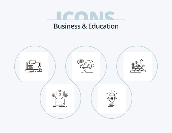 Business Education Line Icon Pack Icon Design Mission Achievement Profit — Stock Vector