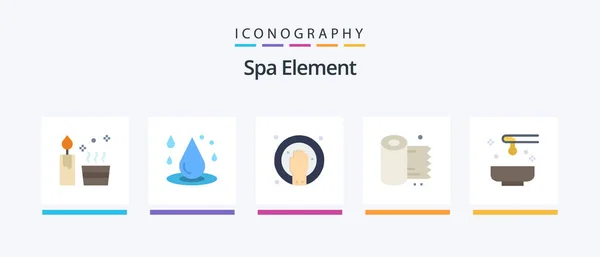 Spa Element Flat Icon Pack Including Beauty Roll Water Paper — 图库矢量图片