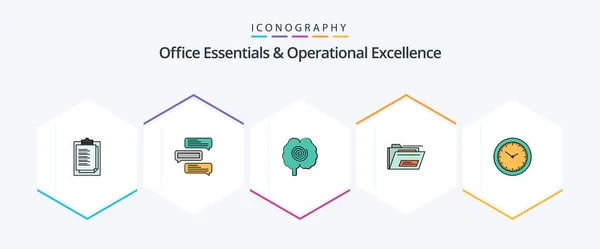 Office Essentials Operational Exellence Filledline Icon Pack Including Zip Talks — Stock vektor