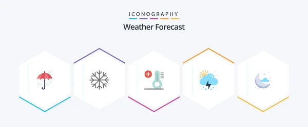 Weather Flat Icon Pack Including Weather Temperature Cloud Weather — Wektor stockowy