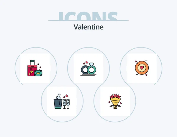 Valentine Line Filled Icon Pack Icon Design Bouquet Love Candle — Archivo Imágenes Vectoriales
