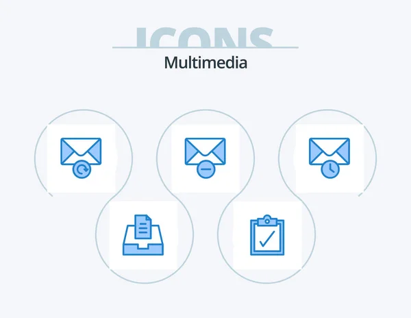Multimedia Blue Icon Pack Icon Design Delete Mail — Stock Vector
