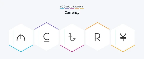 Currency Flat Icon Pack Including Yuan Yen Currency Zar African — стоковый вектор