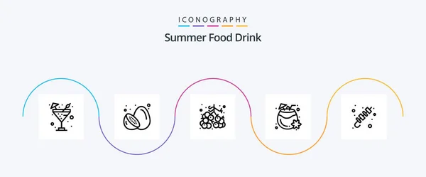 Summer Food Drink Line Icon Pack Including Barbecue Drink Summer — ストックベクタ