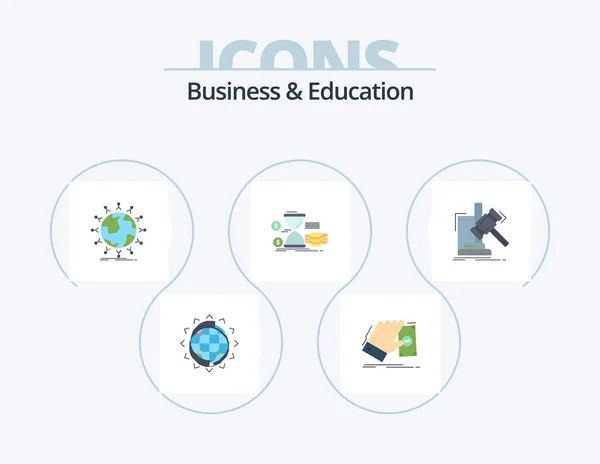 Business Education Flat Icon Pack Icon Design Money Hourglass Earn — Archivo Imágenes Vectoriales