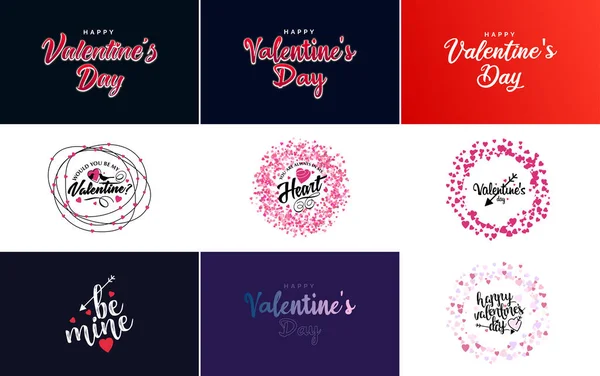 Happy Valentine Day Banner Template Romantic Theme Pink Red Color — Vetor de Stock