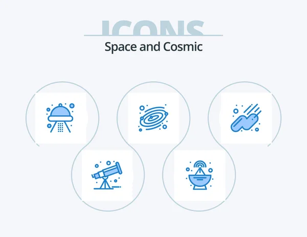 Space Blue Icon Pack Icon Design Sputnik Space Space Space — Vector de stock
