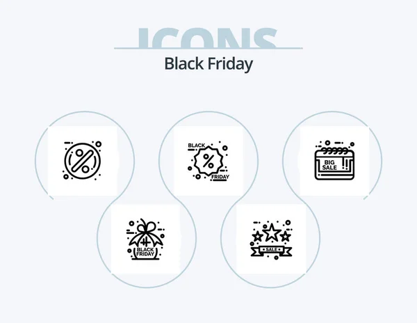Black Friday Line Icon Pack Icon Design Black Friday Discount — Stock vektor
