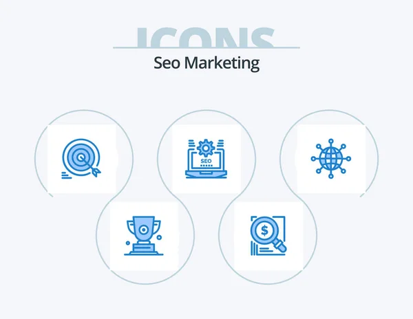 Seo Marketing Blue Icon Pack Icon Design Web Seo Business — Stock Vector