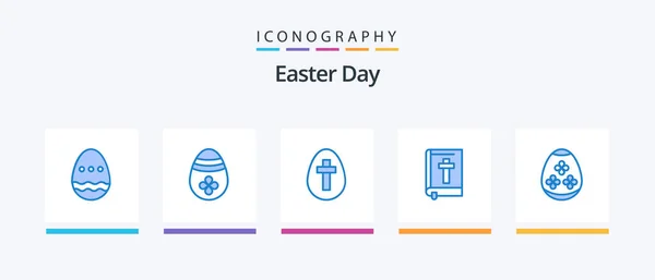 Easter Blue Icon Pack Including Holidays Bible Holiday Easter Egg — Stockvektor