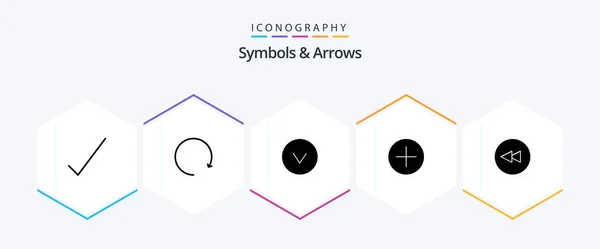 Symbols Arrows Glyph Icon Pack Including Rewind Backward — Wektor stockowy