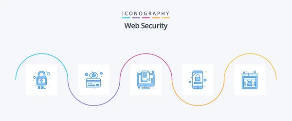 Web Security Blue Icon Pack Including Page Mobile Account Classified — Stockový vektor