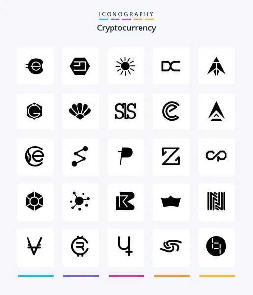 Creative Cryptocurrency Glyph Solid Black Icon Pack Coin Crypto Crypto — Stok Vektör