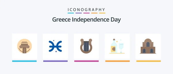 Greece Independence Day Flat Icon Pack Including Christmas Ireland Culture — Stock Vector