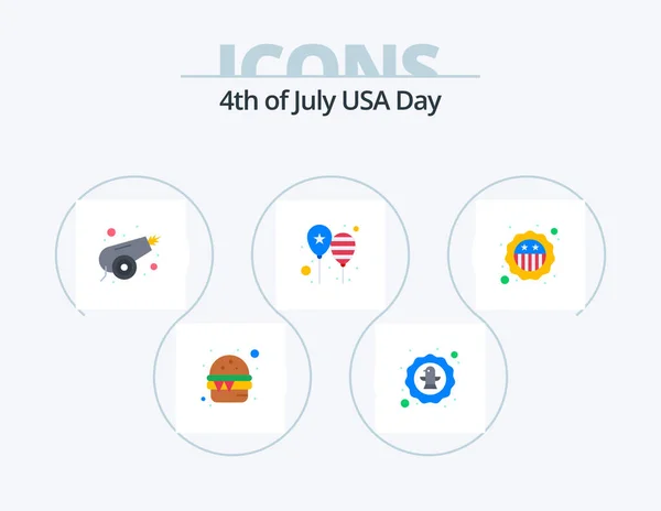 Usa Flat Icon Pack Icon Design America Flag Day Badge — Stock Vector
