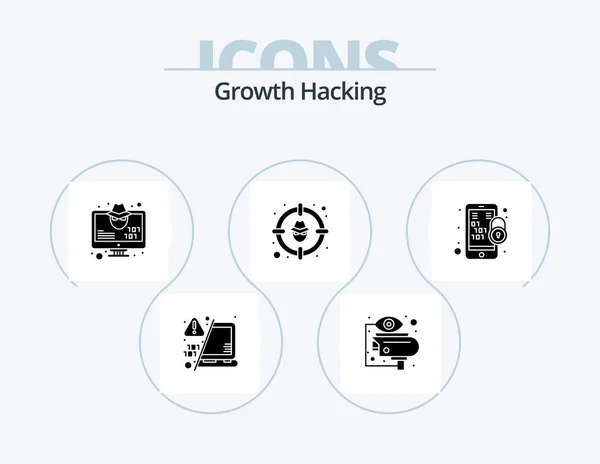 Hacking Glyph Icon Pack Icon Design Target Hacker View Goal — Vector de stock