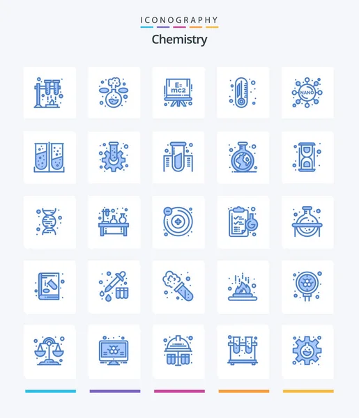 Creative Chemistry Blue Icon Pack Lab Test Apparatus Science Formula — Stok Vektör