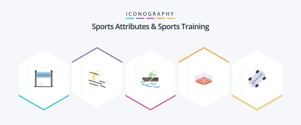 Sports Atributes Sports Training Flat Icon Pack Including Sport Skate — Stok Vektör