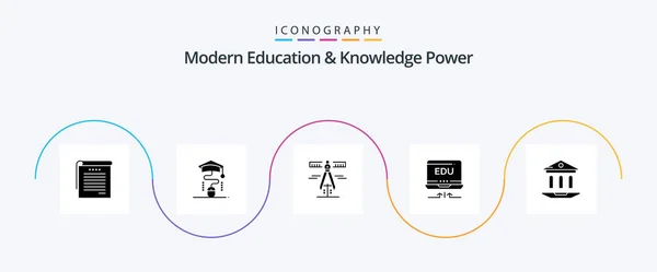 Modern Education Knowledge Power Glyph Icon Pack Including School Education — Stock Vector