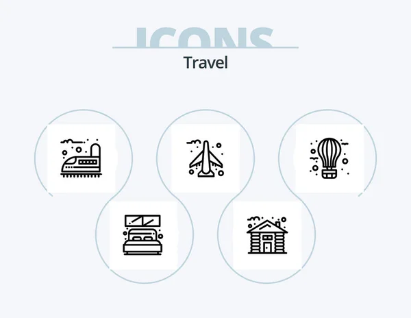 Travel Line Icon Pack Icon Design Air Route Dining Road — Stockvector