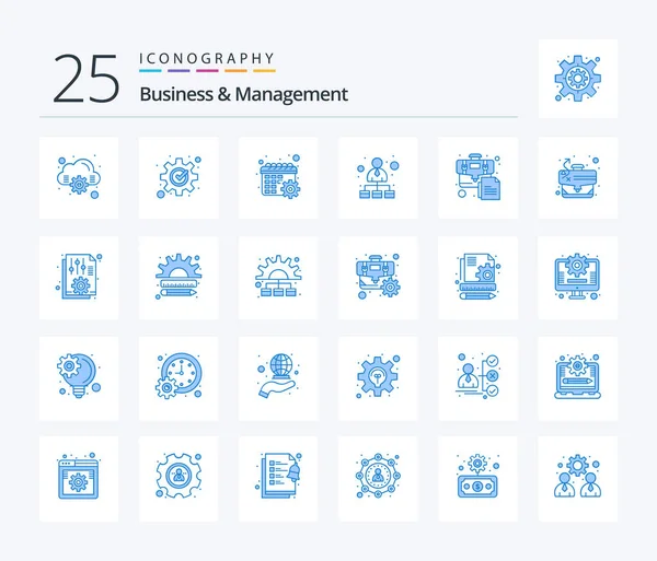 Business Management Blue Color Icon Pack Including Business Bag Gear — Archivo Imágenes Vectoriales