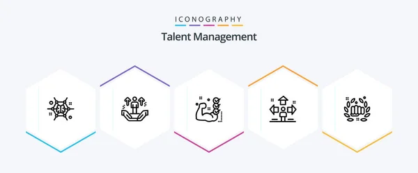 Talent Management Line Icon Pack Including User Direction Support Muscle — 图库矢量图片