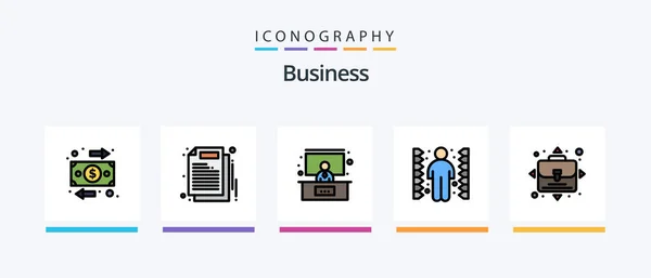 Business Line Filled Icon Pack Including Growth Employee Cost Development — Stockvektor