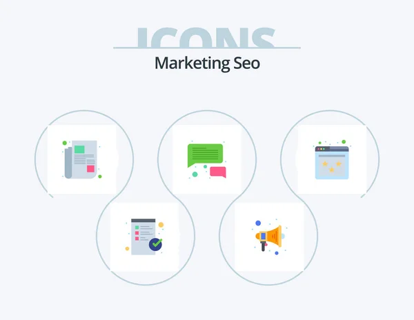 Marketing Seo Flat Icon Pack Icon Design Website Ranking Webpage — Stok Vektör