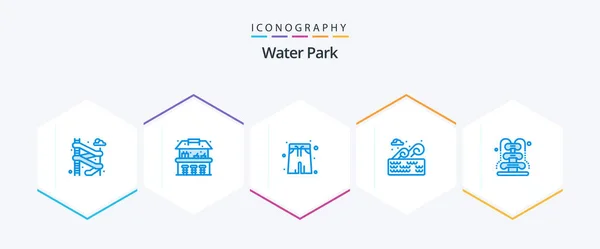 Water Park Blue Icon Pack Including Romance Park Park Holder — Stock Vector